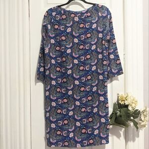 Tucker The Pod Dress Regal Royal Floral Print Silk Shift Long Sleeves